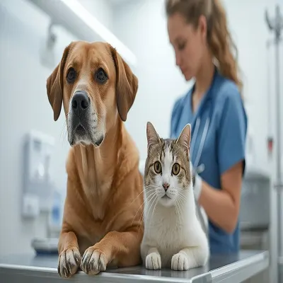 تصویر_ سگ و گربه در حال معاینه دامپزشکی (1)