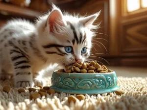 گربه در حال خوردن غذای سالم – همراه پت 