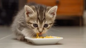 تصویر بچه گربه در حال خوردن غذا -همراه پت 1404