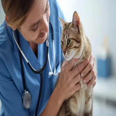 پزسک در حال معاینه گربه همراه پت 1404